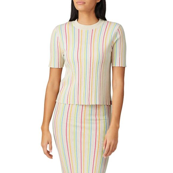 KUHL X RTR Women's Cream Rainbow Striped The Jenna Top Size Medium - Picture 1 of 9